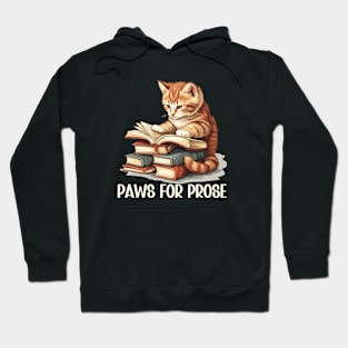 Funny Cat Reading a Book Gift for Cat Lovers and Book Readers Hoodie